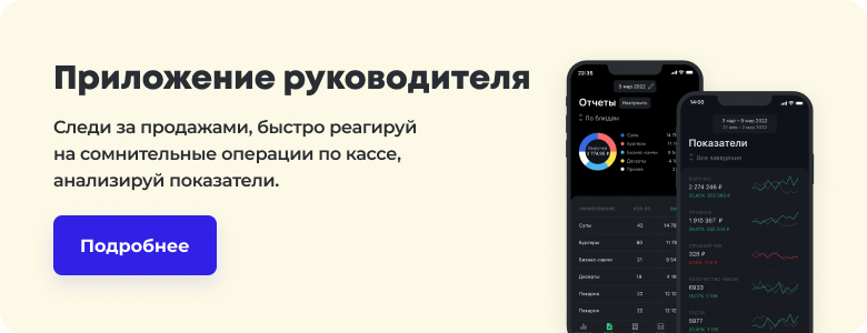Приложение для руководителя кафе